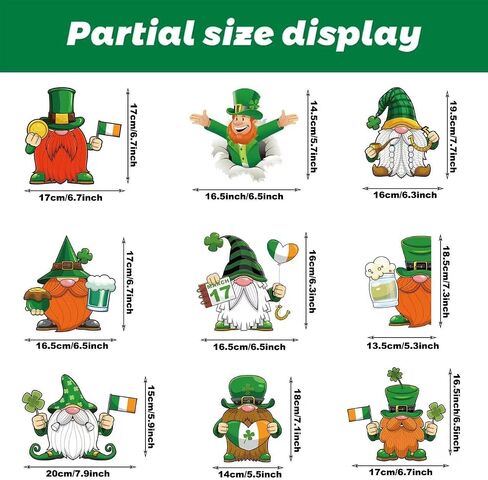 St. Patrick's Day Decoration Window Clings,Irish Holiday Sticker Home Decor for Glass,Shamrock Leprechaun，Saint Patty Gnome Decoration, (9 Sheets) in Saudi Arabia