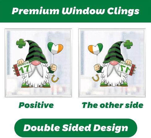 St. Patrick's Day Decoration Window Clings,Irish Holiday Sticker Home Decor for Glass,Shamrock Leprechaun，Saint Patty Gnome Decoration, (9 Sheets) in Saudi Arabia