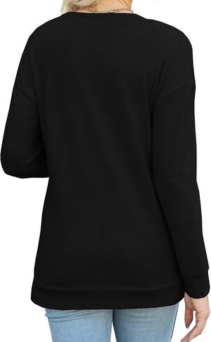 Women's Sequin Sparkly Graphic Long Sleeve Sweatshirts Casual Round Neck Side Split Pullover Tops for Women in Saudi Arabia