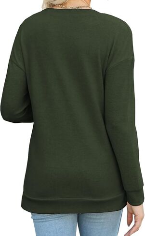 Women's Sequin Sparkly Graphic Long Sleeve Sweatshirts Casual Round Neck Side Split Pullover Tops for Women in Saudi Arabia