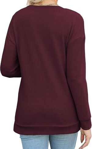 Women's Sequin Sparkly Graphic Long Sleeve Sweatshirts Casual Round Neck Side Split Pullover Tops for Women in Saudi Arabia