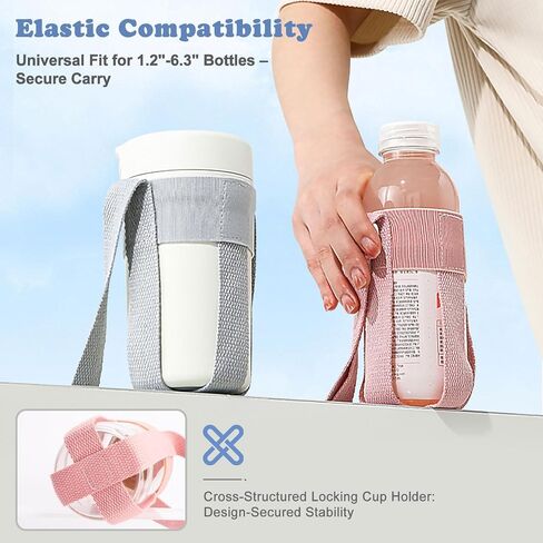 Adjustable Water Bottle Holder with Strap - Premium Compatibility for 10oz-40oz Bottles,Child-Friendly Design, Compatible with Contigo and Zak Brands, and More for Hiking, Gym and Travel (Grey-Pink) in Kuwait