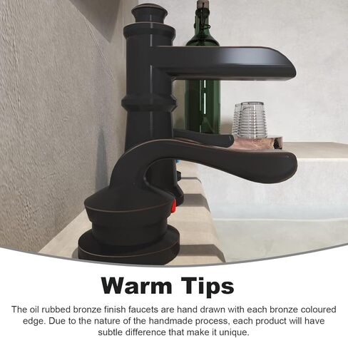 BWE Waterfall Widespread Bathroom Faucet 3 Hole Sink Farmhouse with Oil Rubbed Bronze Bath Bathtub Faucets Pop Up Drain Stopper Assembly and Supply Line Lead-Free 8-16 Inch 2 Handle Vanity Lavatory in Kuwait