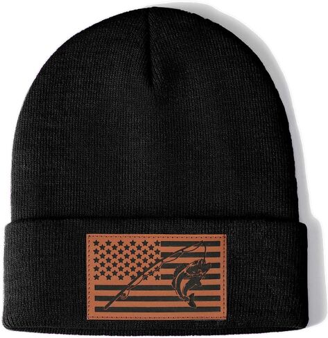 Ameican Flag Hunting Fishing Gifts Beanie Hat for Men Grandpa Dad Husband Hunters Deer Duck Retirement Gifts Gear Stuff in Kuwait