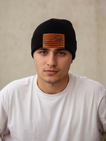 Ameican Flag Hunting Fishing Gifts Beanie Hat for Men Grandpa Dad Husband Hunters Deer Duck Retirement Gifts Gear Stuff in Kuwait