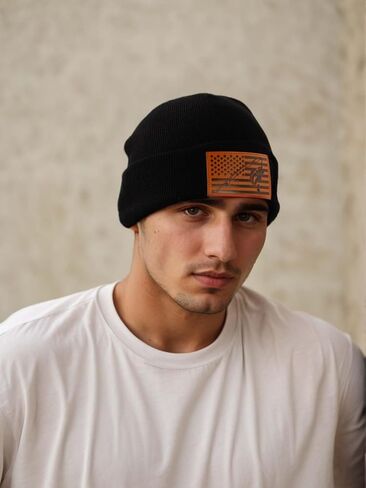 Ameican Flag Hunting Fishing Gifts Beanie Hat for Men Grandpa Dad Husband Hunters Deer Duck Retirement Gifts Gear Stuff in Kuwait