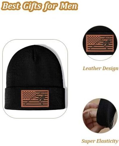 Ameican Flag Hunting Fishing Gifts Beanie Hat for Men Grandpa Dad Husband Hunters Deer Duck Retirement Gifts Gear Stuff in Kuwait