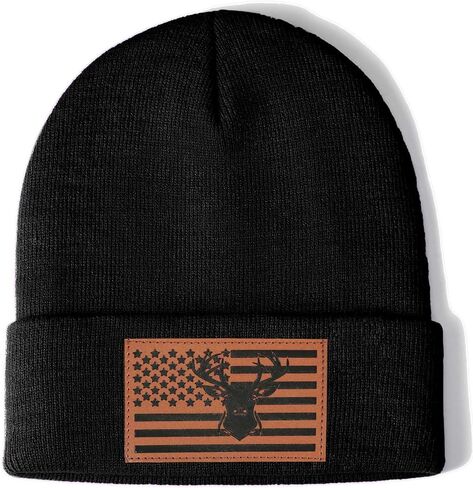 Ameican Flag Hunting Fishing Gifts Beanie Hat for Men Grandpa Dad Husband Hunters Deer Duck Retirement Gifts Gear Stuff in Kuwait