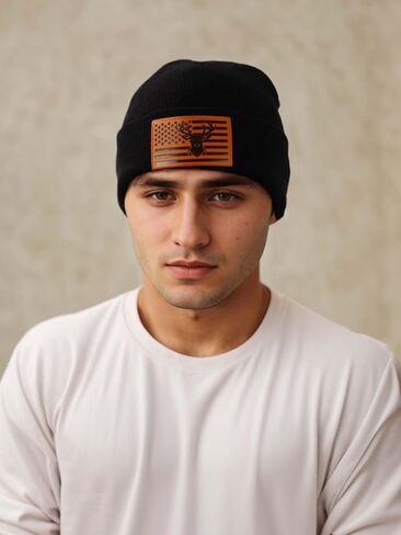 Ameican Flag Hunting Fishing Gifts Beanie Hat for Men Grandpa Dad Husband Hunters Deer Duck Retirement Gifts Gear Stuff in Kuwait