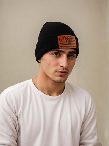 Ameican Flag Hunting Fishing Gifts Beanie Hat for Men Grandpa Dad Husband Hunters Deer Duck Retirement Gifts Gear Stuff in Kuwait