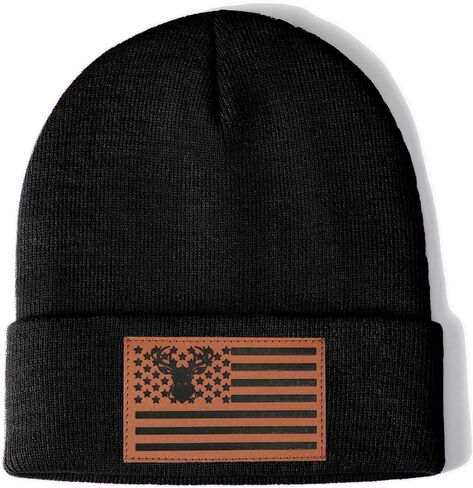 Ameican Flag Hunting Fishing Gifts Beanie Hat for Men Grandpa Dad Husband Hunters Deer Duck Retirement Gifts Gear Stuff in Kuwait
