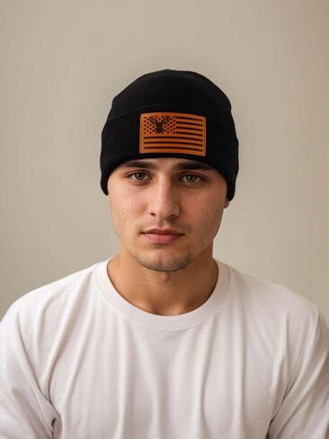 Ameican Flag Hunting Fishing Gifts Beanie Hat for Men Grandpa Dad Husband Hunters Deer Duck Retirement Gifts Gear Stuff in Kuwait