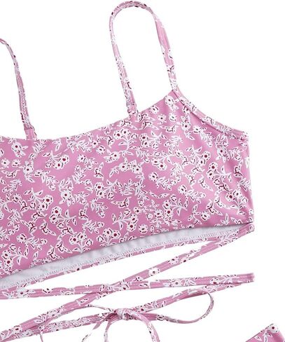Floerns Women's 2 Piece Ditsy Floral Print Criss Cross Tie Back Bikini Swimsuit Set in Saudi Arabia