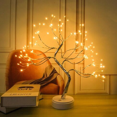 2 Pack Fairy Light Spirit Tree for Indoor Christmas Decorations, 20" Table Top Small Christmas Tree with 108 LED Warm White Lights, Artificial Bonsai Tree Light for Home Room Bedroom DIY Decor in Saudi Arabia