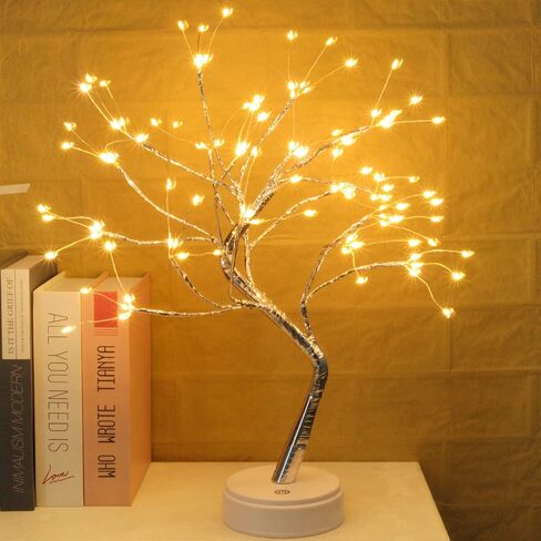 2 Pack Fairy Light Spirit Tree for Indoor Christmas Decorations, 20" Table Top Small Christmas Tree with 108 LED Warm White Lights, Artificial Bonsai Tree Light for Home Room Bedroom DIY Decor in Saudi Arabia