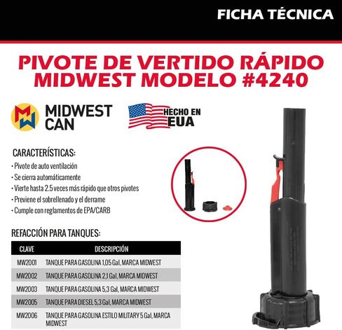طقم فوهة علبة الوقود من Stens 765-510، معتمد من CARB، معدل تدفق سريع، توقف تلقائي، مانع للتسرب، 3 ارتفاع، 3 عرض، 10 عمق in Saudi Arabia