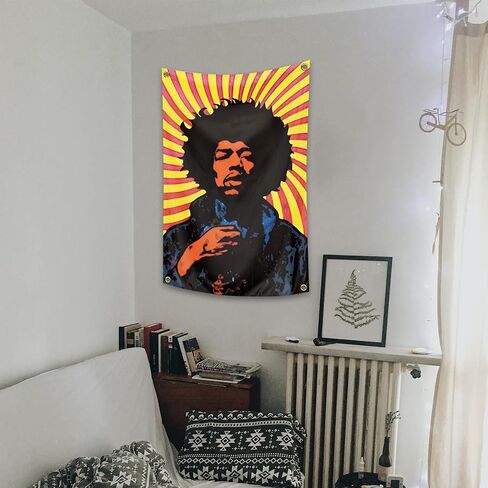 ALoEu Rock Music Tapestry Singer Tapestry Hendrixx 2x3 FT Room Art Decor Poster With 4 Brass Grommets (25) in Saudi Arabia