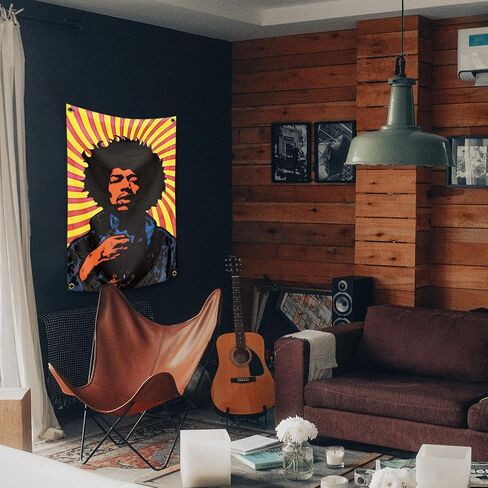 ALoEu Rock Music Tapestry Singer Tapestry Hendrixx 2x3 FT Room Art Decor Poster With 4 Brass Grommets (25) in Saudi Arabia