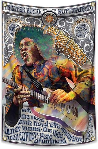 ALoEu Rock Music Tapestry Singer Tapestry Hendrixx 2x3 FT Room Art Decor Poster With 4 Brass Grommets (25) in Saudi Arabia