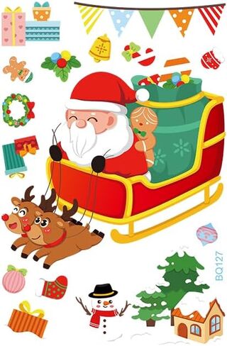 Xmas Decals Decorations, Christmas Window Cling Stickers, Snowflake, Deer, Santa Claus, Snowflakes Trees, Holiday Decals for Glass Windows, Home, School, Office in Saudi Arabia