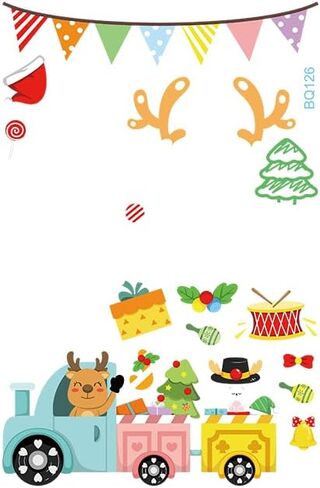 Xmas Decals Decorations, Christmas Window Cling Stickers, Snowflake, Deer, Santa Claus, Snowflakes Trees, Holiday Decals for Glass Windows, Home, School, Office in Saudi Arabia
