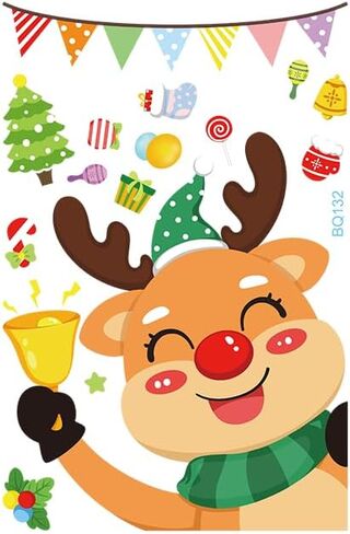Xmas Decals Decorations, Christmas Window Cling Stickers, Snowflake, Deer, Santa Claus, Snowflakes Trees, Holiday Decals for Glass Windows, Home, School, Office in Saudi Arabia