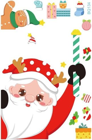 Xmas Decals Decorations, Christmas Window Cling Stickers, Snowflake, Deer, Santa Claus, Snowflakes Trees, Holiday Decals for Glass Windows, Home, School, Office in Saudi Arabia