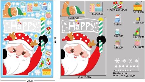 Xmas Decals Decorations, Christmas Window Cling Stickers, Snowflake, Deer, Santa Claus, Snowflakes Trees, Holiday Decals for Glass Windows, Home, School, Office in Saudi Arabia