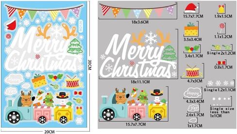 Xmas Decals Decorations, Christmas Window Cling Stickers, Snowflake, Deer, Santa Claus, Snowflakes Trees, Holiday Decals for Glass Windows, Home, School, Office in Saudi Arabia