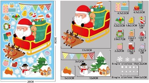 Xmas Decals Decorations, Christmas Window Cling Stickers, Snowflake, Deer, Santa Claus, Snowflakes Trees, Holiday Decals for Glass Windows, Home, School, Office in Saudi Arabia