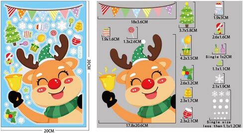 Xmas Decals Decorations, Christmas Window Cling Stickers, Snowflake, Deer, Santa Claus, Snowflakes Trees, Holiday Decals for Glass Windows, Home, School, Office in Saudi Arabia