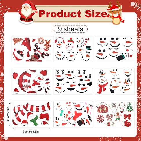81Pcs Snowman Face Stickers for Crafts, Christmas Window Clings Small Snowman Face Decals Waterproof Santa Claus Reindeer Stickers for Glass Cups Fridge Wall Door Party Supplies Home Decoration in Saudi Arabia