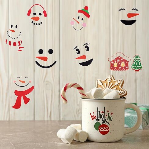 81Pcs Snowman Face Stickers for Crafts, Christmas Window Clings Small Snowman Face Decals Waterproof Santa Claus Reindeer Stickers for Glass Cups Fridge Wall Door Party Supplies Home Decoration in Saudi Arabia