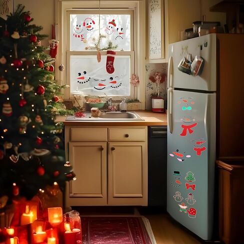 81Pcs Snowman Face Stickers for Crafts, Christmas Window Clings Small Snowman Face Decals Waterproof Santa Claus Reindeer Stickers for Glass Cups Fridge Wall Door Party Supplies Home Decoration in Saudi Arabia