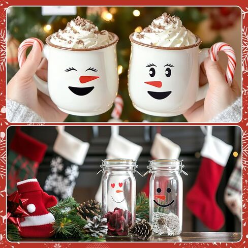 81Pcs Snowman Face Stickers for Crafts, Christmas Window Clings Small Snowman Face Decals Waterproof Santa Claus Reindeer Stickers for Glass Cups Fridge Wall Door Party Supplies Home Decoration in Saudi Arabia