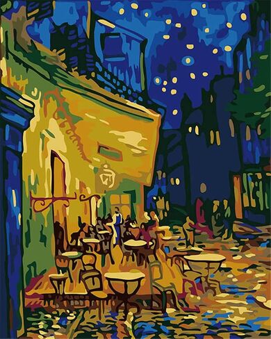 YEESAM ART طلاء بالأرقام للوحات الشهيرة للبالغين، لا تزال الحياة مع قزحية العين بواسطة فنسنت فان جوخ 16 × 20 بوصة من قماش الكتان الأكريليك مجموعات طلاء الأرقام DIY (بدون إطار) in Saudi Arabia