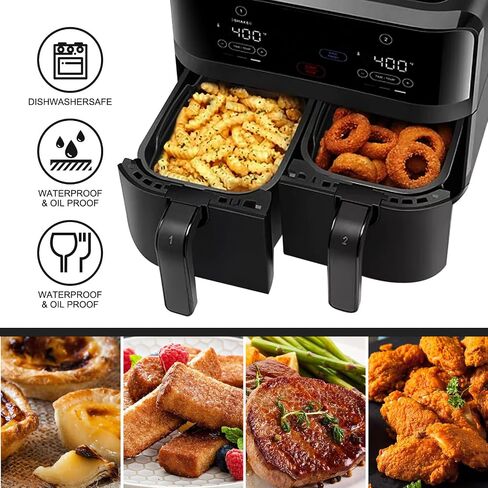 Easyki 2pack سيليكون مقلاة الهواء بطانات ل 8QT و 10QT Ninja مقلاة الهواء Foodi المزدوجة، سلة مقلاة الهواء سيليكون قابلة لإعادة الاستخدام للنينجا DZ550 DZ401 ملحقات مقلاة الهواء للنينجا in Saudi Arabia
