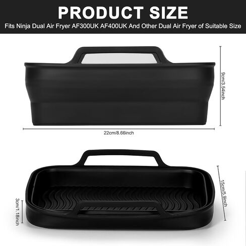 Easyki 2pack سيليكون مقلاة الهواء بطانات ل 8QT و 10QT Ninja مقلاة الهواء Foodi المزدوجة، سلة مقلاة الهواء سيليكون قابلة لإعادة الاستخدام للنينجا DZ550 DZ401 ملحقات مقلاة الهواء للنينجا in Saudi Arabia
