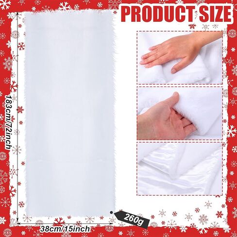 2 قطعة عيد الميلاد فو الفراء الجدول عداء 72 × 15 بوصة عيد الميلاد الأبيض الفراء الجدول عداء الشتاء الثلجي الأبيض الجدول عداء عيد الميلاد مستطيل فو الفراء ديكور الجدول لعيد الميلاد عطلة الجدول الديكور in Kuwait