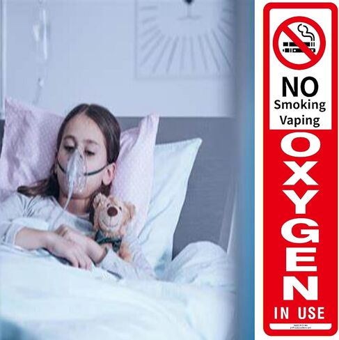 No Smoking Oxygen in Use Magnetic Vinyl Patient Care Sign 7.8" x 1.77x0.03"Strong Plastic Soft Magnetic Surface PVC Coating (12) in Kuwait