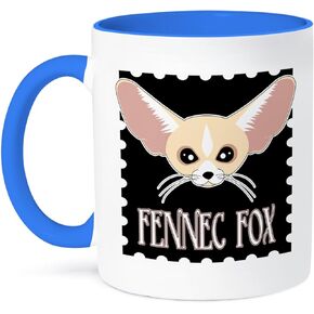 3dRose Cute Fennec Fox Cartoon Two Tone Mug, 11 oz, Blue