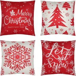 Christmas Throw Pillow Covers - 4 Packs Christmas Decorations Christmas Pillow Covers 18x18, Xmas Pillow Cases Christmas Decor for Sofa Couch in Saudi Arabia
