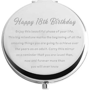 Zuo Bao 18th Birthday Compact Mirror Adult Birthday Gift Happy 18th Birthday Makeup Mirror 18 Year Old Birthday Gifts for Her (Happy 18th Birthday)