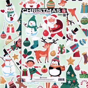 Snowflake Window Clings - 120 Unique Snow Window Stickers - Removable, Reusable Christmas Decorations