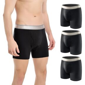 Incontinence Underwear for Men Washable with Front Fly Mens Incontinence Underwear for Bladder Leak Proof Underwear for Men Absorbency 150ml Waterproof Mens Incontinence Boxer Briefs 3 Pack, Large