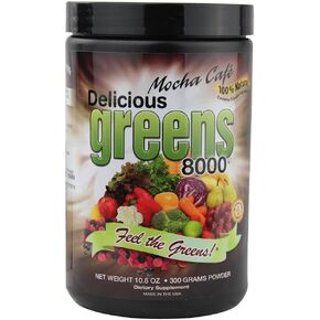 Delicious Greens 8000 Green Food Supplement, Mocha Cafe, 10.6 Ounce