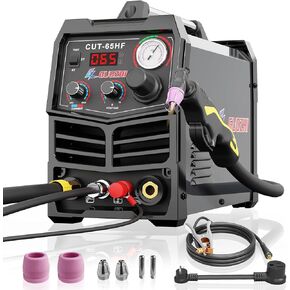 GZ GUOZHI Plasma Cutter, 45 Amp Air Inverter Plasma Cutter, 110V/220V Dual Voltage Digital Display IGBT Inverter Plasma Cutting Machine with 2T/4T/TEST, Automatic Drainage System