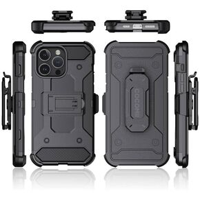 Cocomii Belt Clip Case Compatible with iPhone 15 Pro - Swivel Holster, Inward & Outward Facing, Kickstand, Military Grade, Heavy Duty, Shockproof (Black)