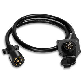 3 FT Heavy Duty 7 Way Trailer Plug Extension Cord 7 Pin Trailer Plug Pure Brass Connector Wire Harness for RV Truck Camper Caravan and Trailer Plug Socket Connector Wire 7 Way - Pure Copper