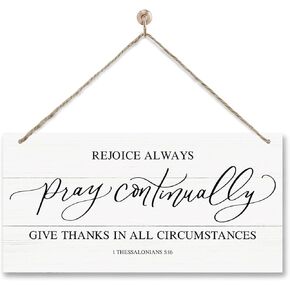 Christian Wood Sign, Christian Wall Art, Rejoice Always Pray Continually Sign, Decorative Wooden Plaque Sign, Christian Home Decor, Front Door Wall Decor, Porch Decor, Housewarming Gift